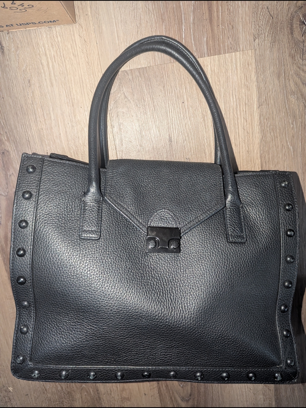 EUC Loeffler Randall Black Studded Top-Handle Satchel - Picture 2 of 9